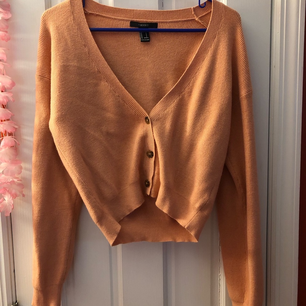 Peach short sweater cardigan